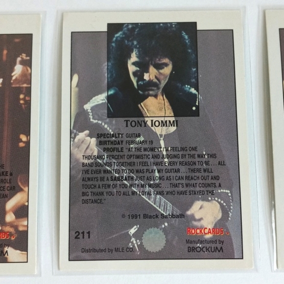 Rare Set of 3 1991 Black Sabbath Music Trading Cards Tony Lommi Cozy Powell - Picture 6 of 10